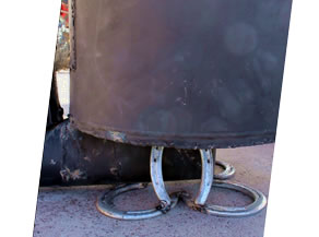 Rocket Stove Homemade Horseshoe Stand - welded together